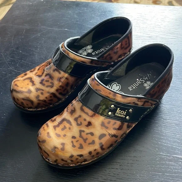 SANITA KOI PROFESSIONAL LEOPARD CLOGS LINDSEY LEXY SIZE EU 38 US 6.5 - 7 - Picture 2 of 8